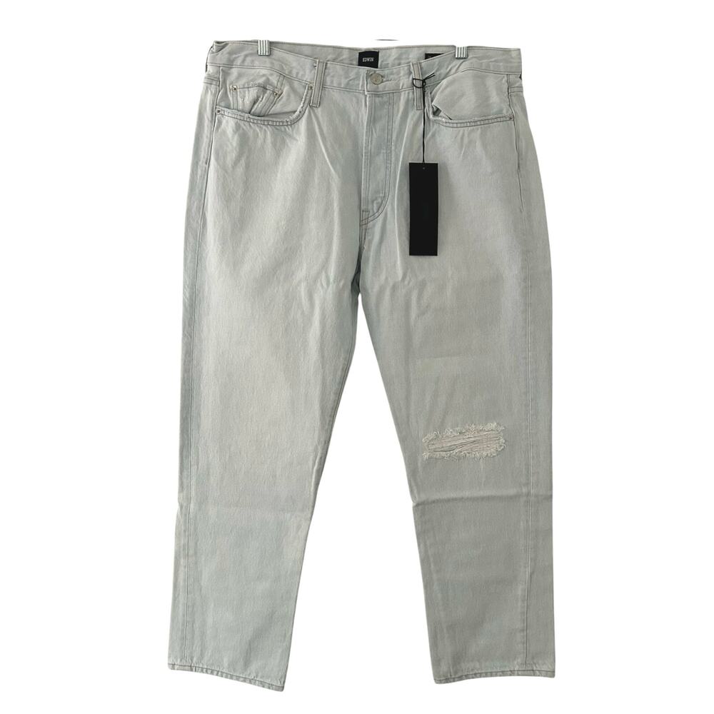 Edwin Women's Cai Straight Leg Distressed Jean High Hopes Light Blue Wash 34 New